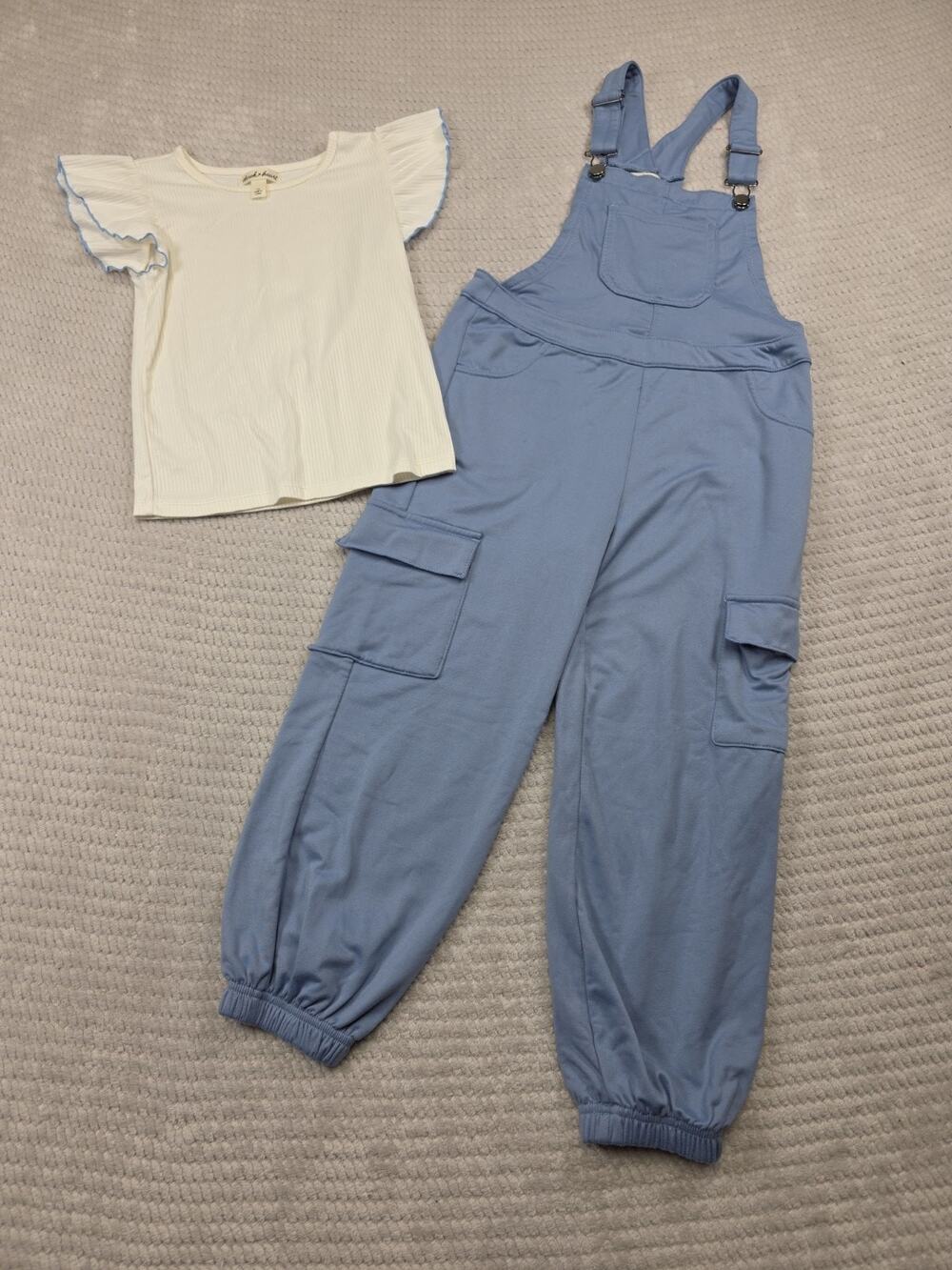 Derek Heart Overalls & Shirt Girls 7/8 Cargo Pocket Sweat Jumpsuit